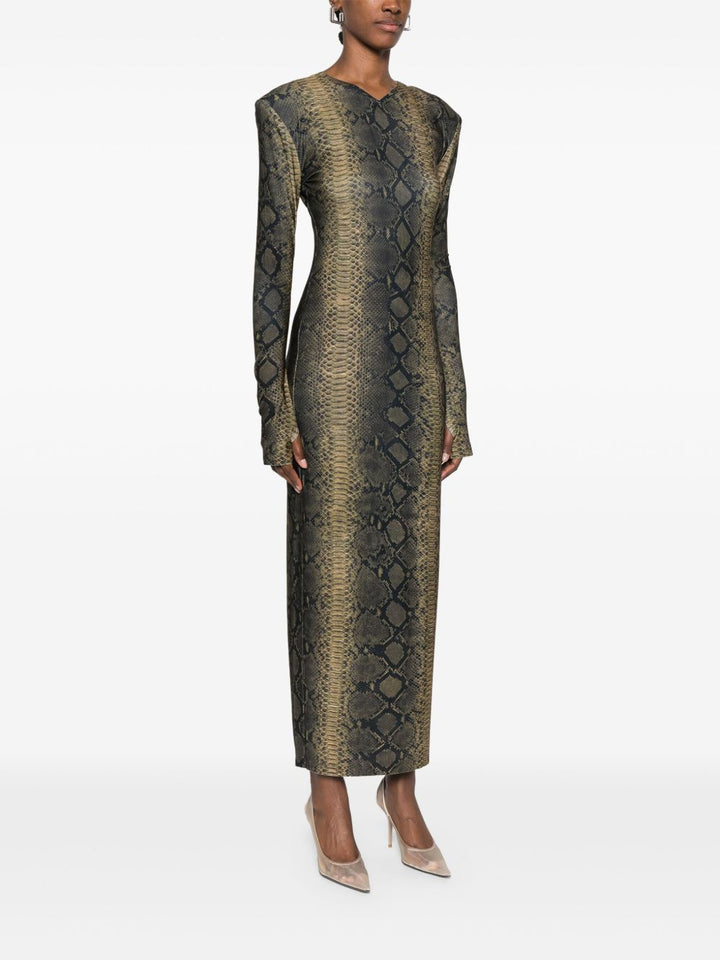 Norma Kamali Snake Print Maxi Dress