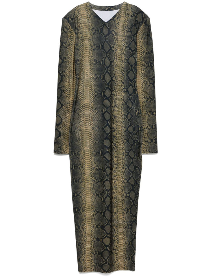 Norma Kamali Snake Print Maxi Dress