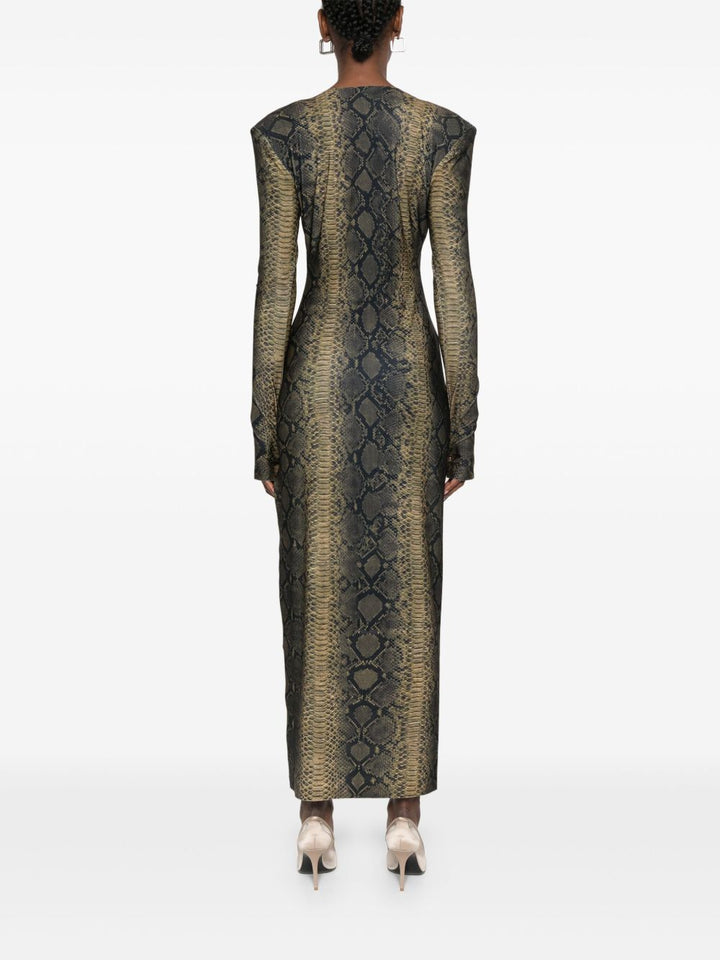 Norma Kamali Snake Print Maxi Dress