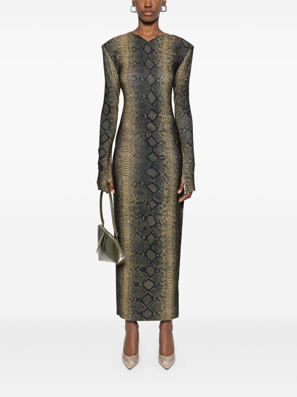 Norma Kamali Snake Print Maxi Dress