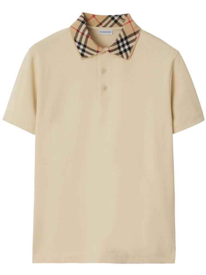 Burberry Check Collar BeigePolo Shirt