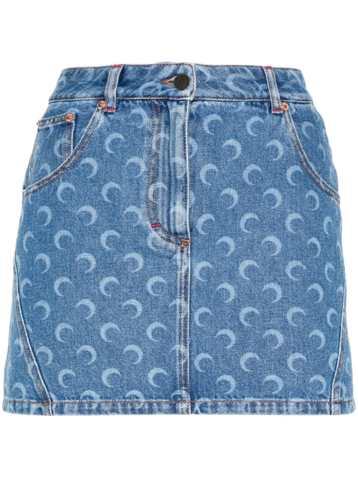 MARINE SERRE Moonogram Denim Skirt