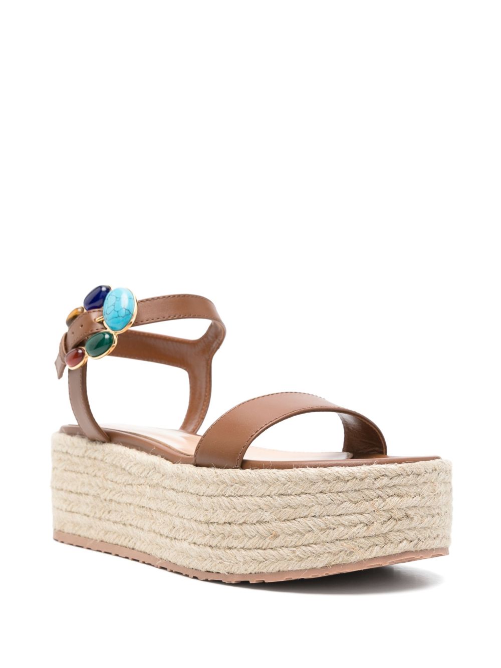 Gianvito Rossi Embellished Leather Platform espadrille Sandals