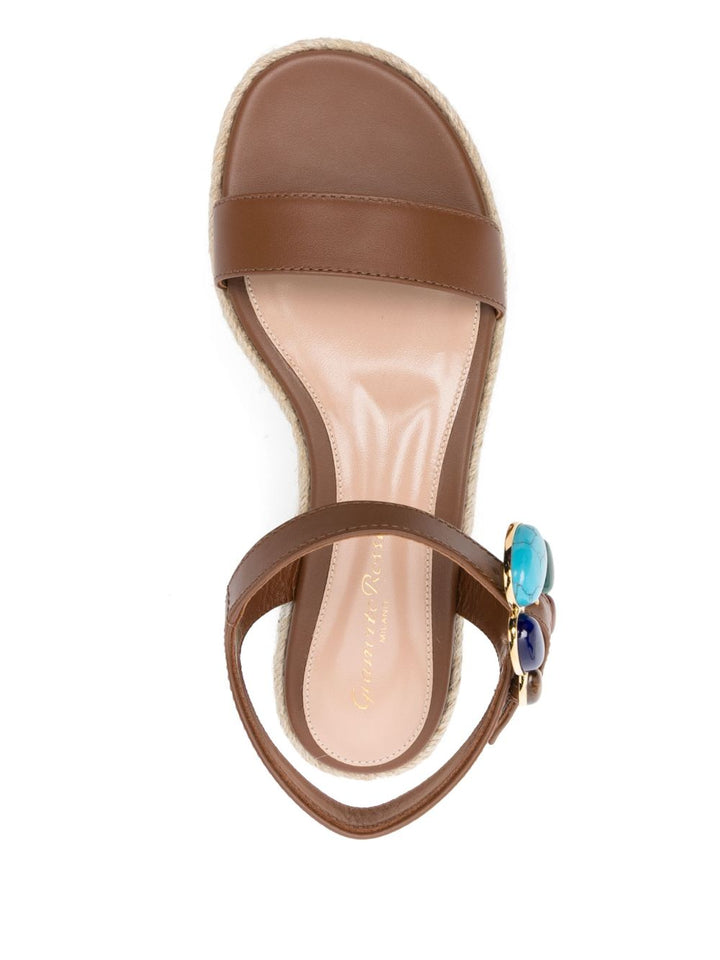 Gianvito Rossi Embellished Leather Platform espadrille Sandals