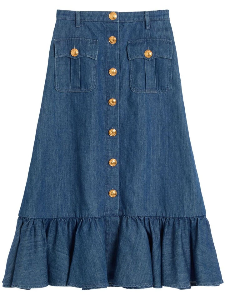 Valentino Denim Skirt with gold buttons