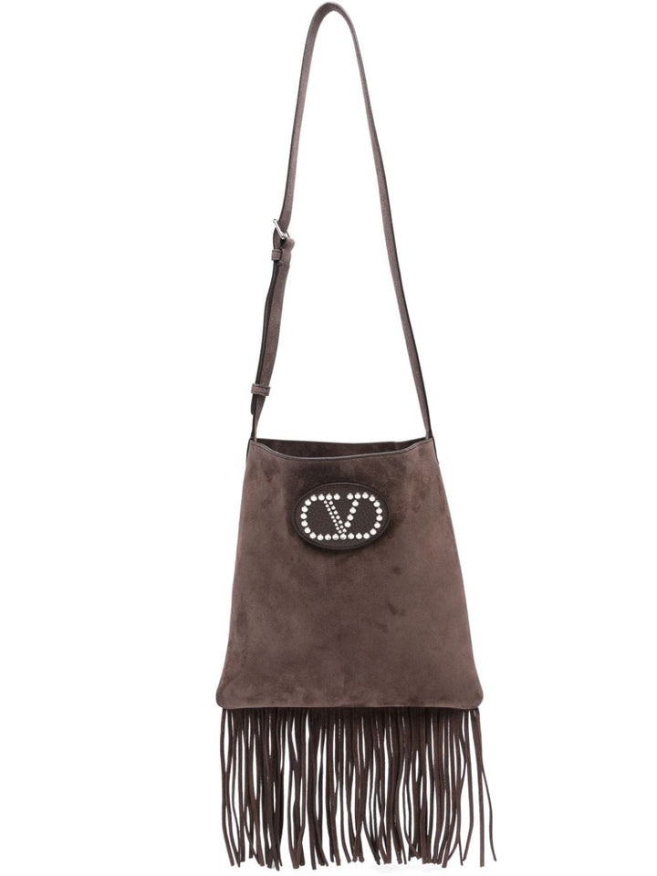 Valentino Garavani Nellcôte Suede Shoulder Bag With Fringes
