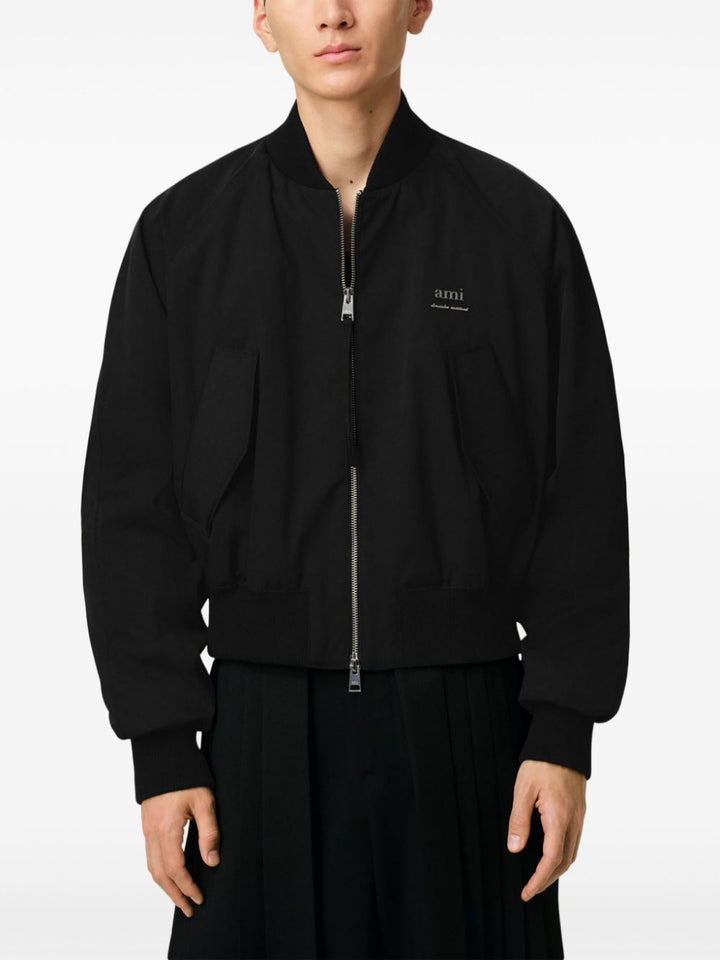 Ami Paris Ami De Coeur Black Bomber Jacket