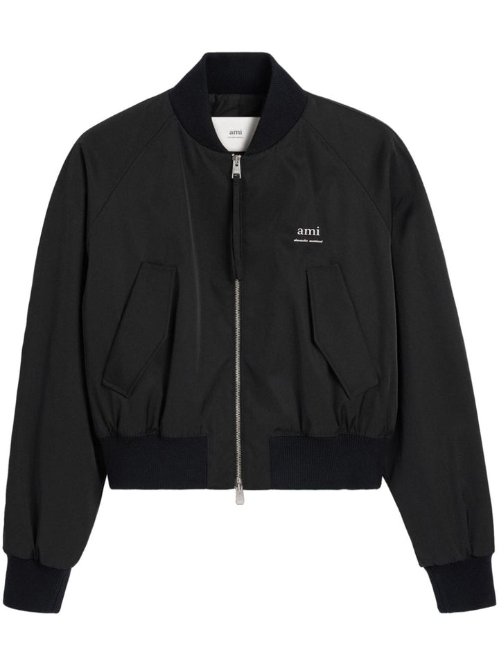 Ami Paris Ami De Coeur Black Bomber Jacket