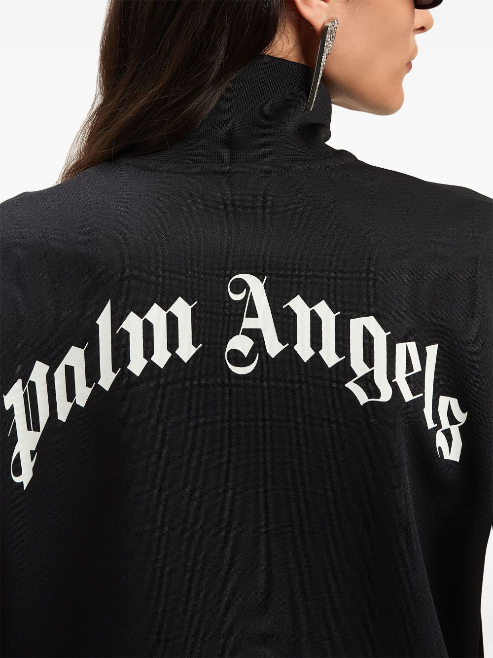 Palm Angels Black zip logo sweatshirt