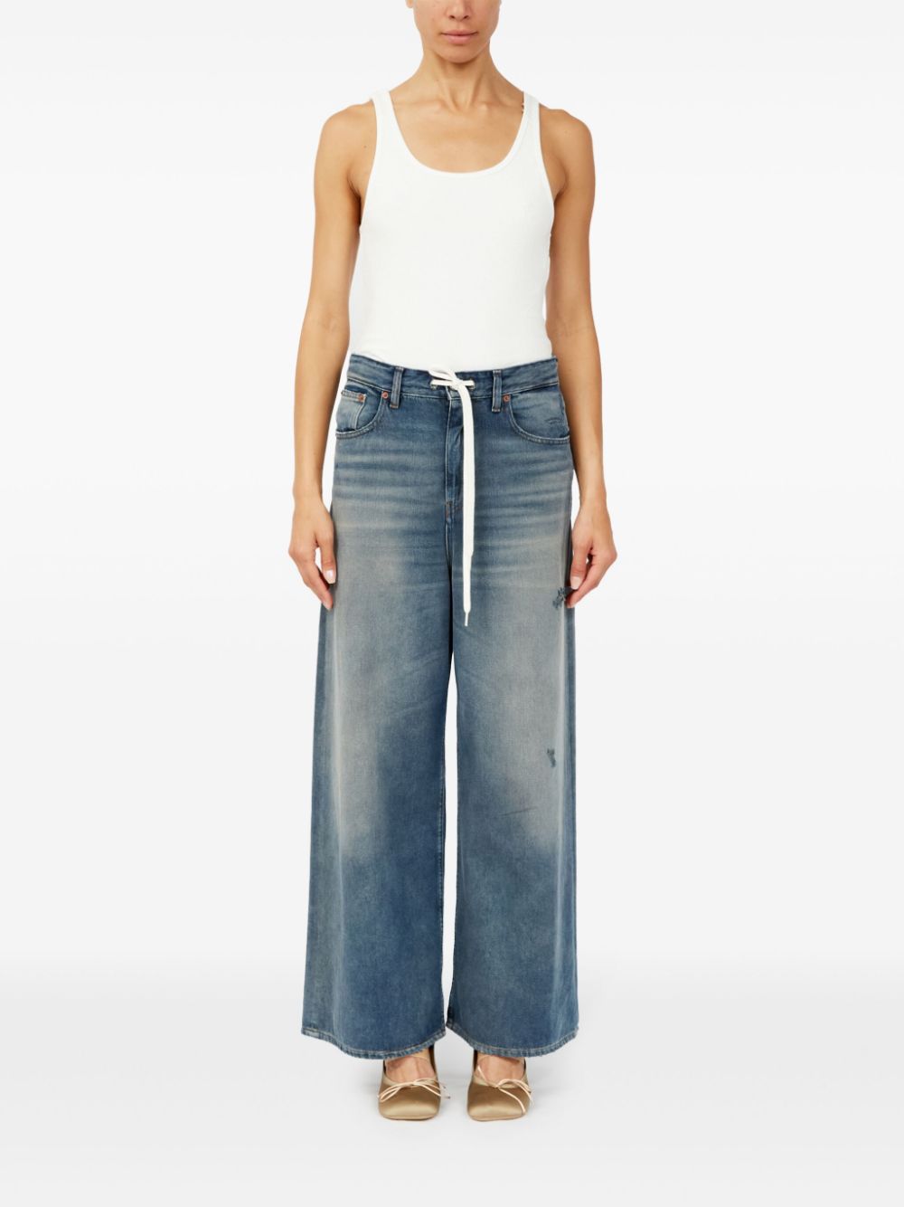 MM6 Maison Margiela Distressed Wide Leg Jeans