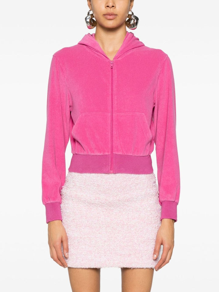 Balenciaga cropped zip-up hoodie with rhinestone logo
