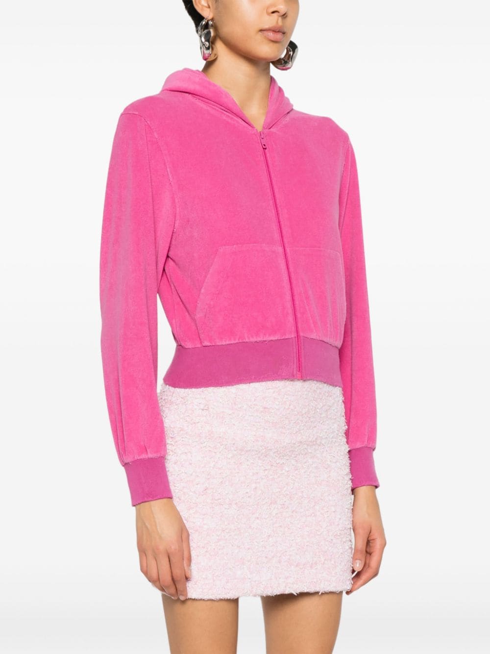 Balenciaga cropped zip-up hoodie with rhinestone logo