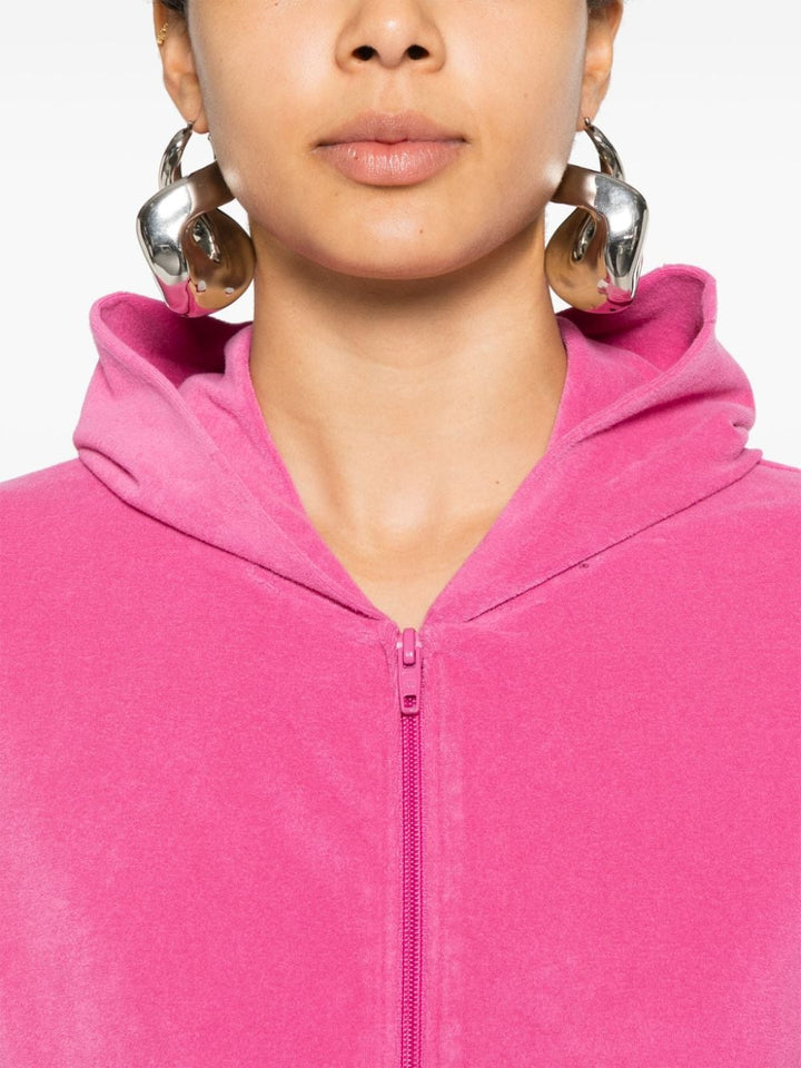 Balenciaga cropped zip-up hoodie with rhinestone logo