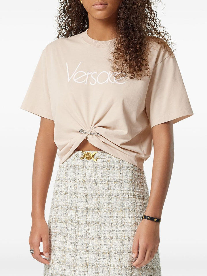 Versace Cropped Logo T-shirt with Pin