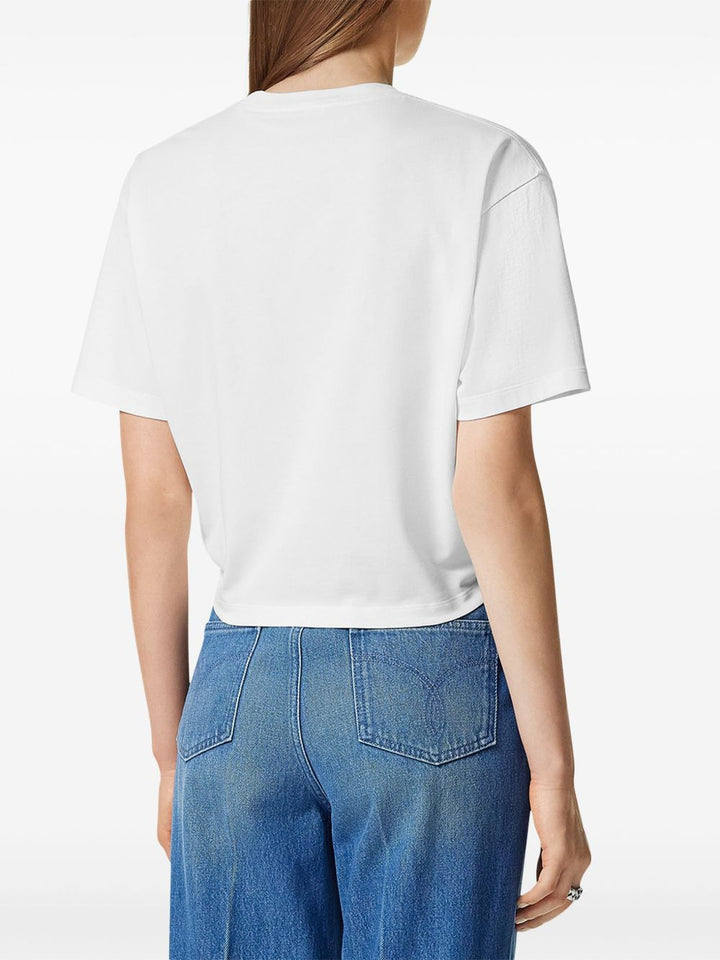 Versace White Cropped T-shirt with Pin