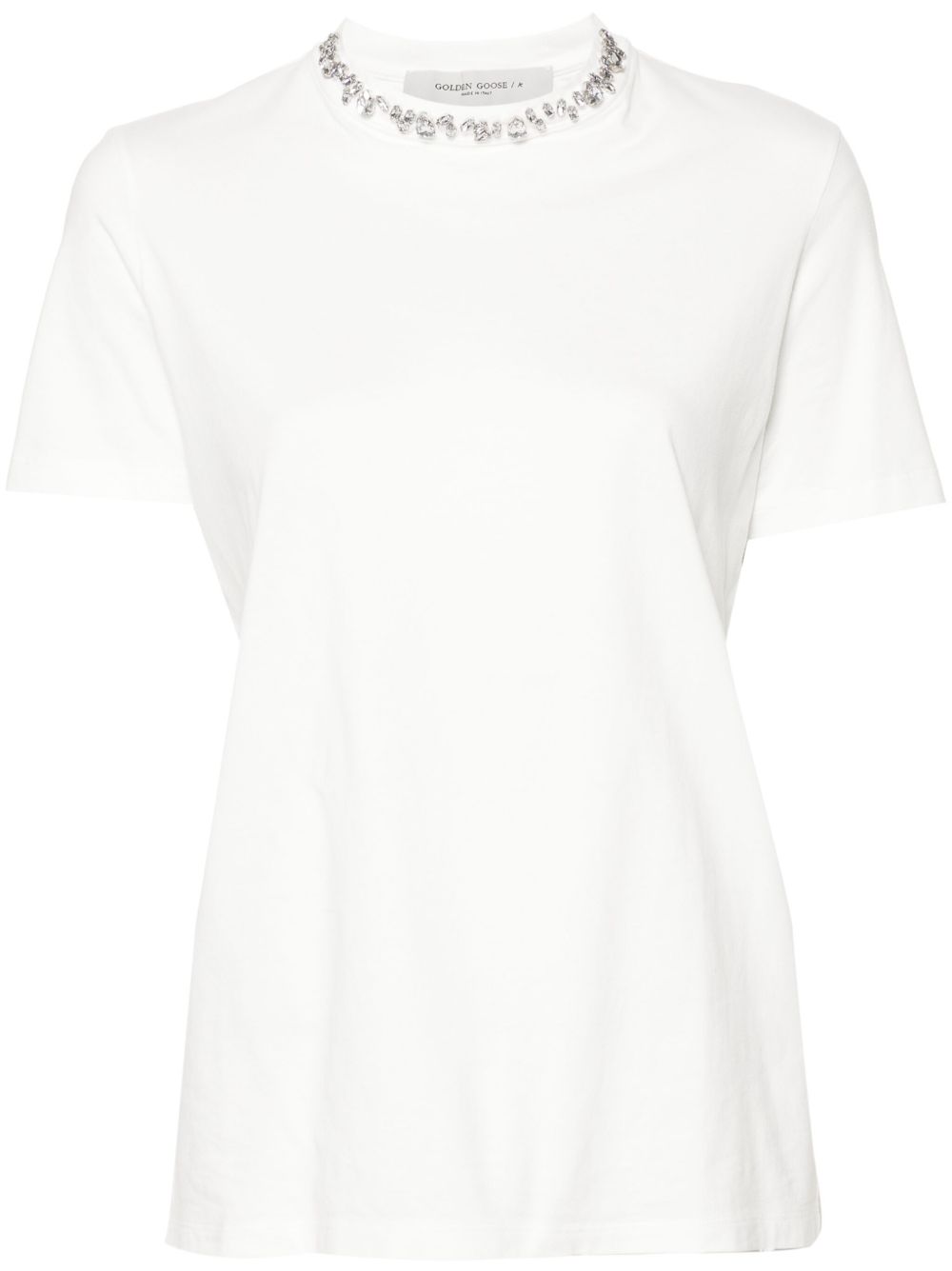 Golden Goose Collar Embellished  White T-shirt