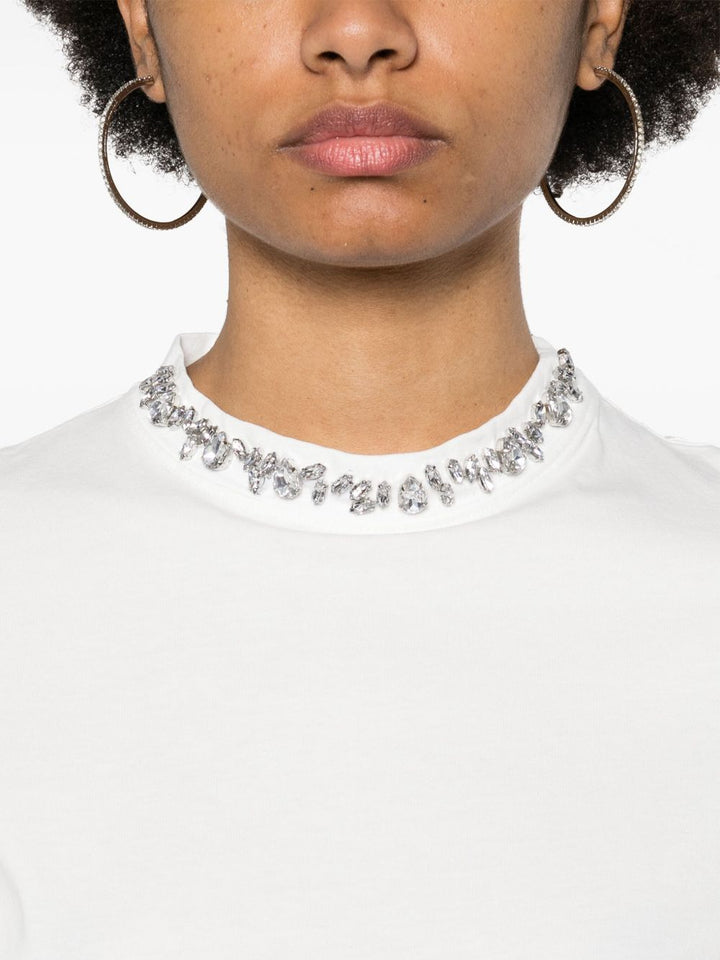 Golden Goose Collar Embellished  White T-shirt