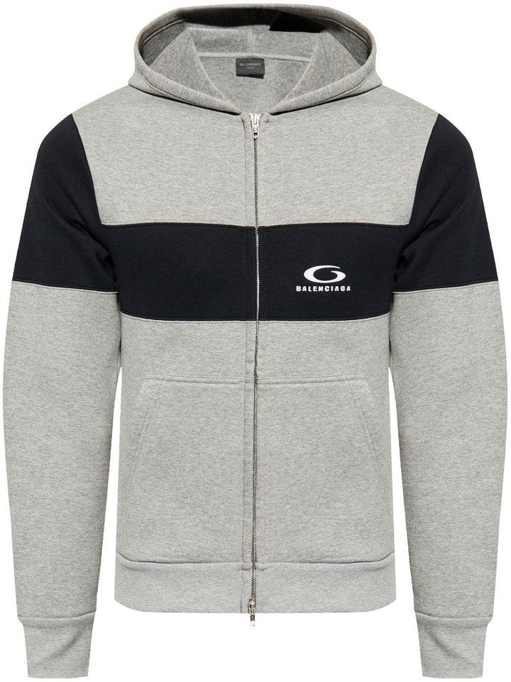 Balenciaga colorblock Logo zipped hoodie