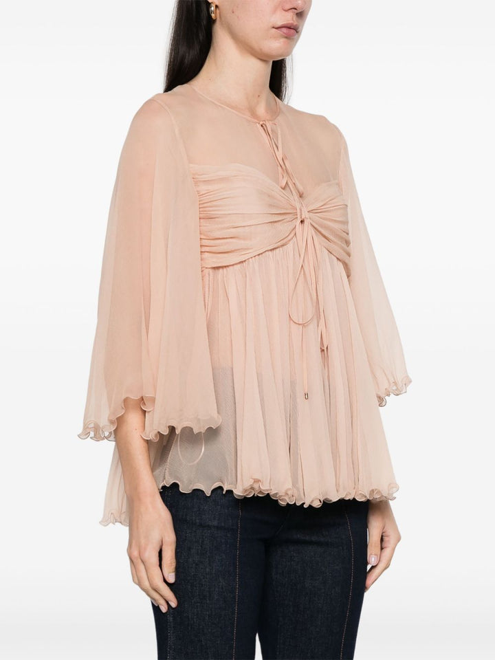 Chloè Pleated Silk Mousseline Top