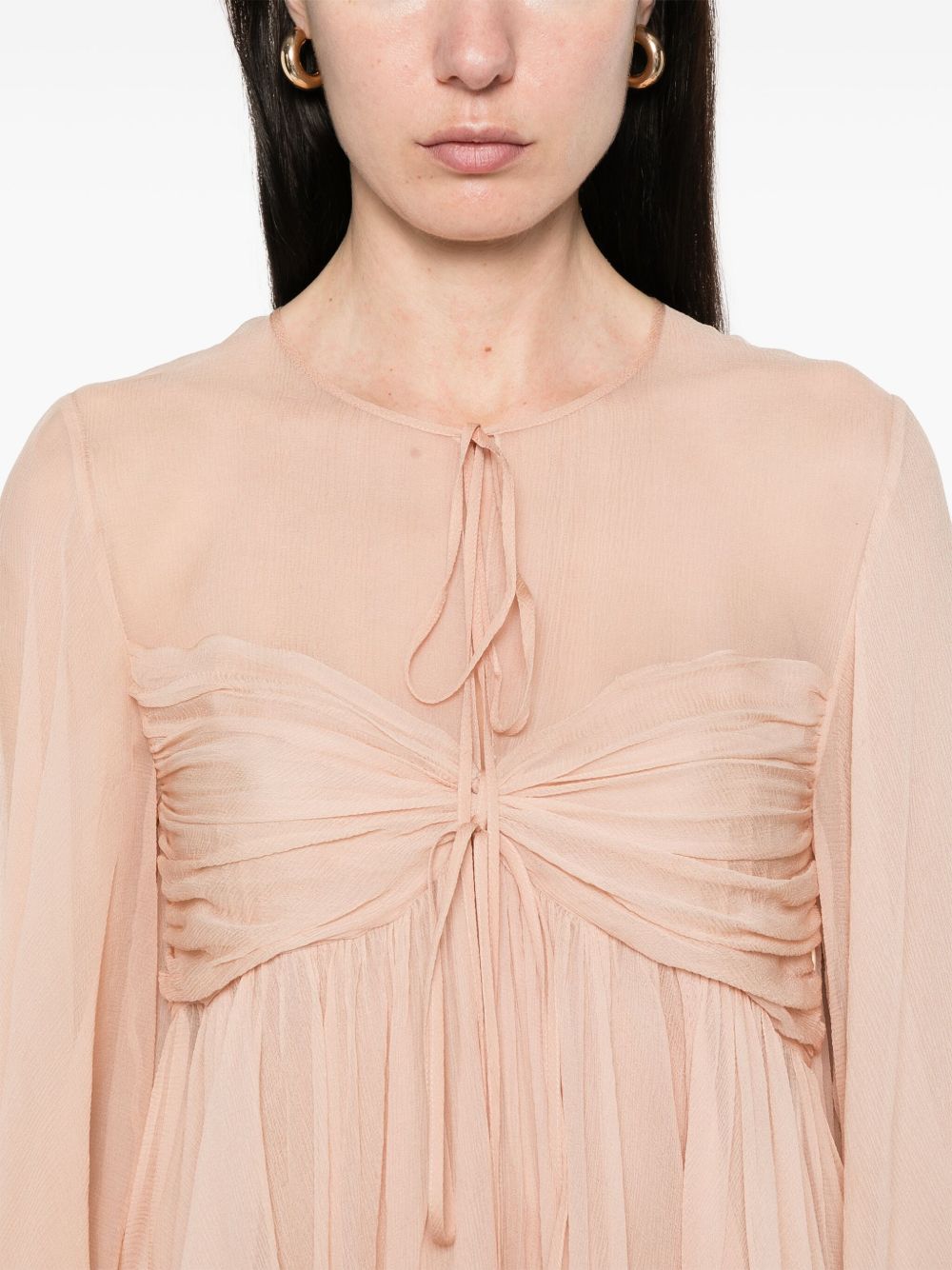 Chloè Pleated Silk Mousseline Top