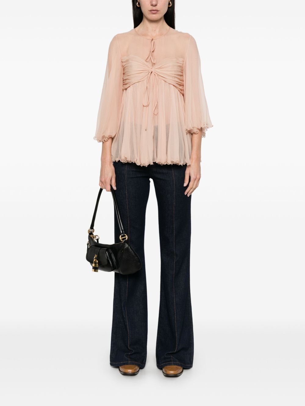 Chloè Pleated Silk Mousseline Top