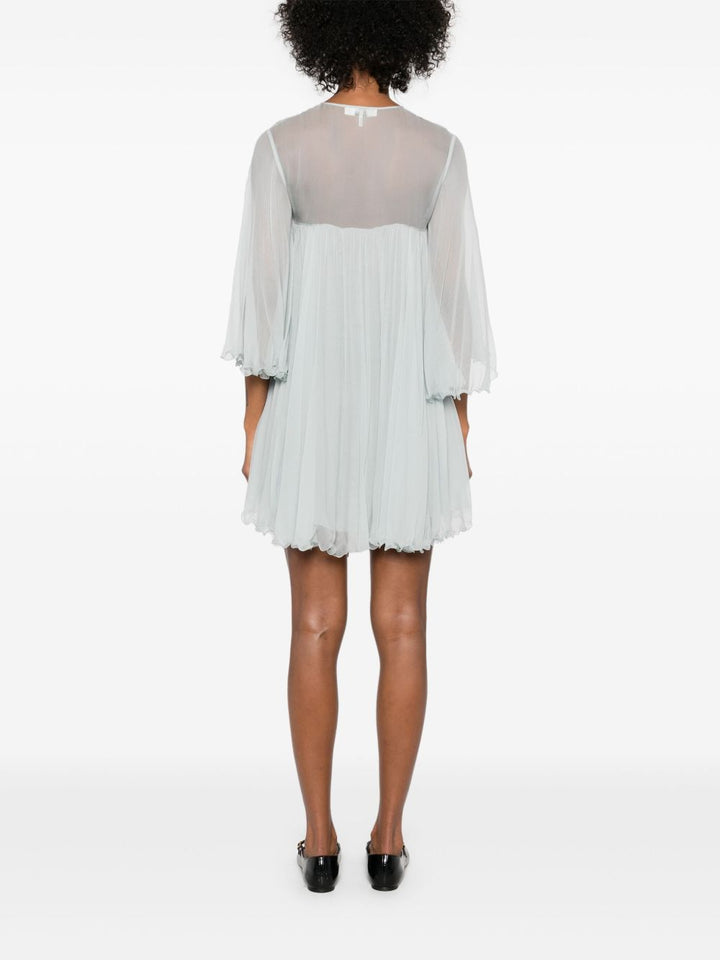 Chloè Pleated Silk Mini Dress