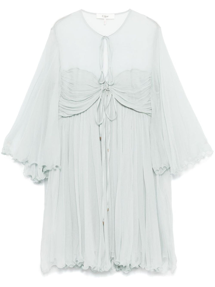 Chloè Pleated Silk Mini Dress