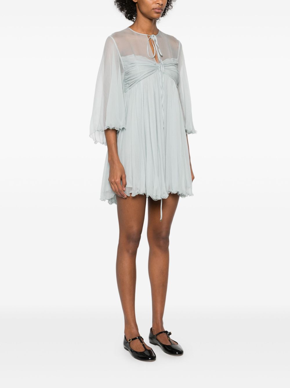 Chloè Pleated Silk Mini Dress