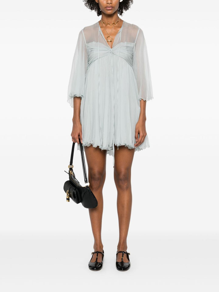 Chloè Pleated Silk Mini Dress