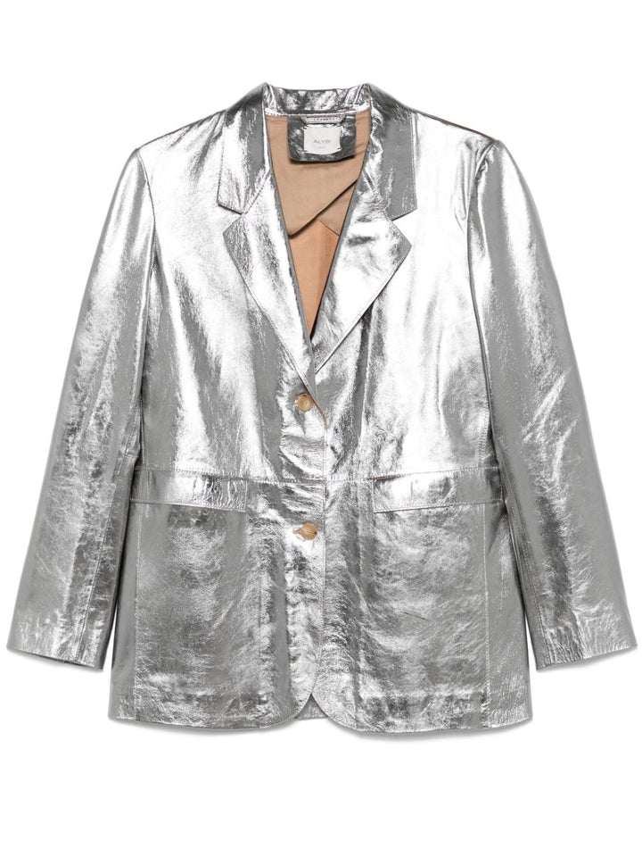 Alysi Silver Leather Blazer