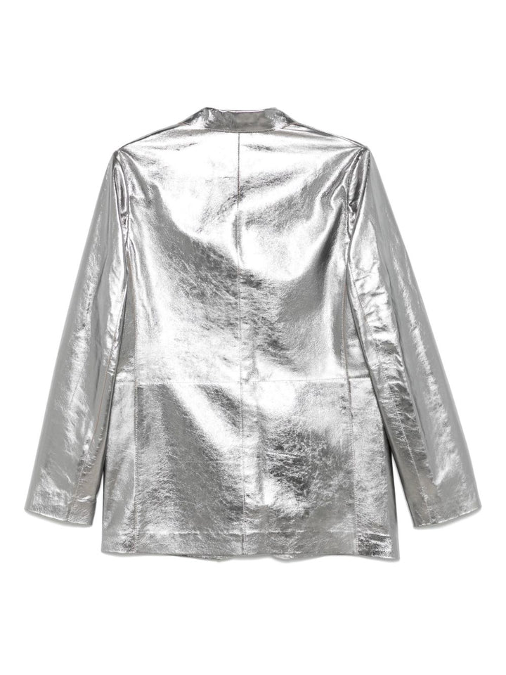 Alysi Silver Leather Blazer