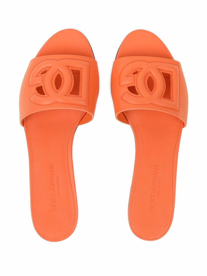 Dolce & Gabbana DG Logo leather flat sandals