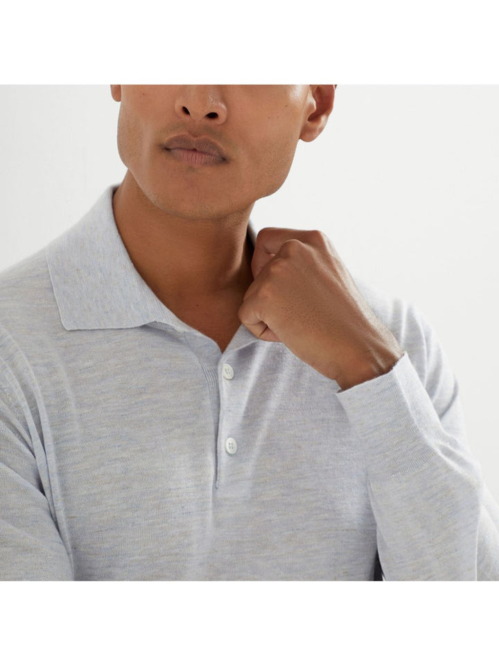 Brunello Cucinelli Long-Sleeve Cashmere and silk polo
