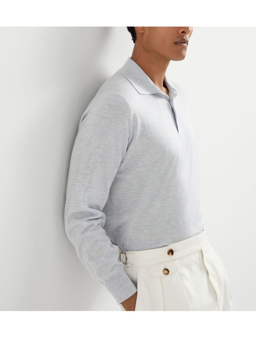 Brunello Cucinelli Long-Sleeve Cashmere and silk polo