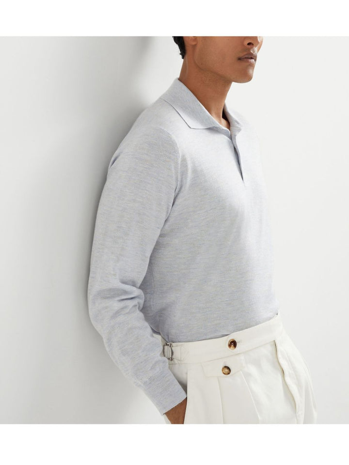 Brunello Cucinelli Long-Sleeve Cashmere and silk polo