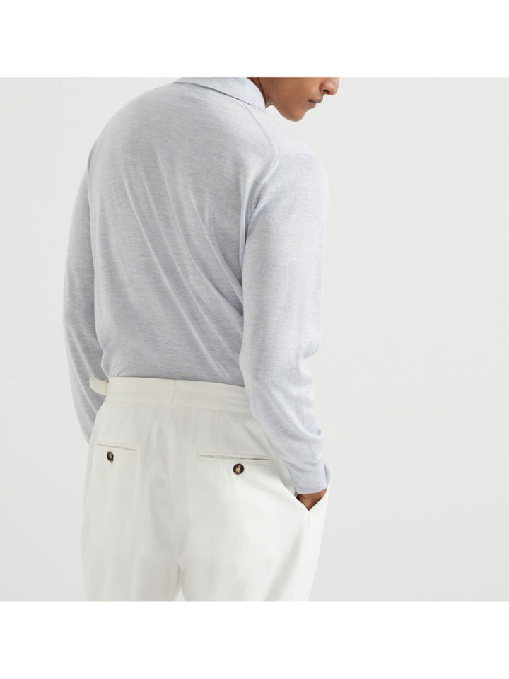 Brunello Cucinelli Long-Sleeve Cashmere and silk polo