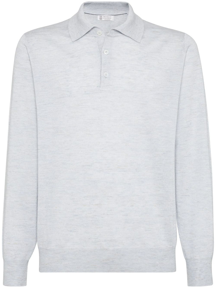 Brunello Cucinelli Long-Sleeve Cashmere and silk polo