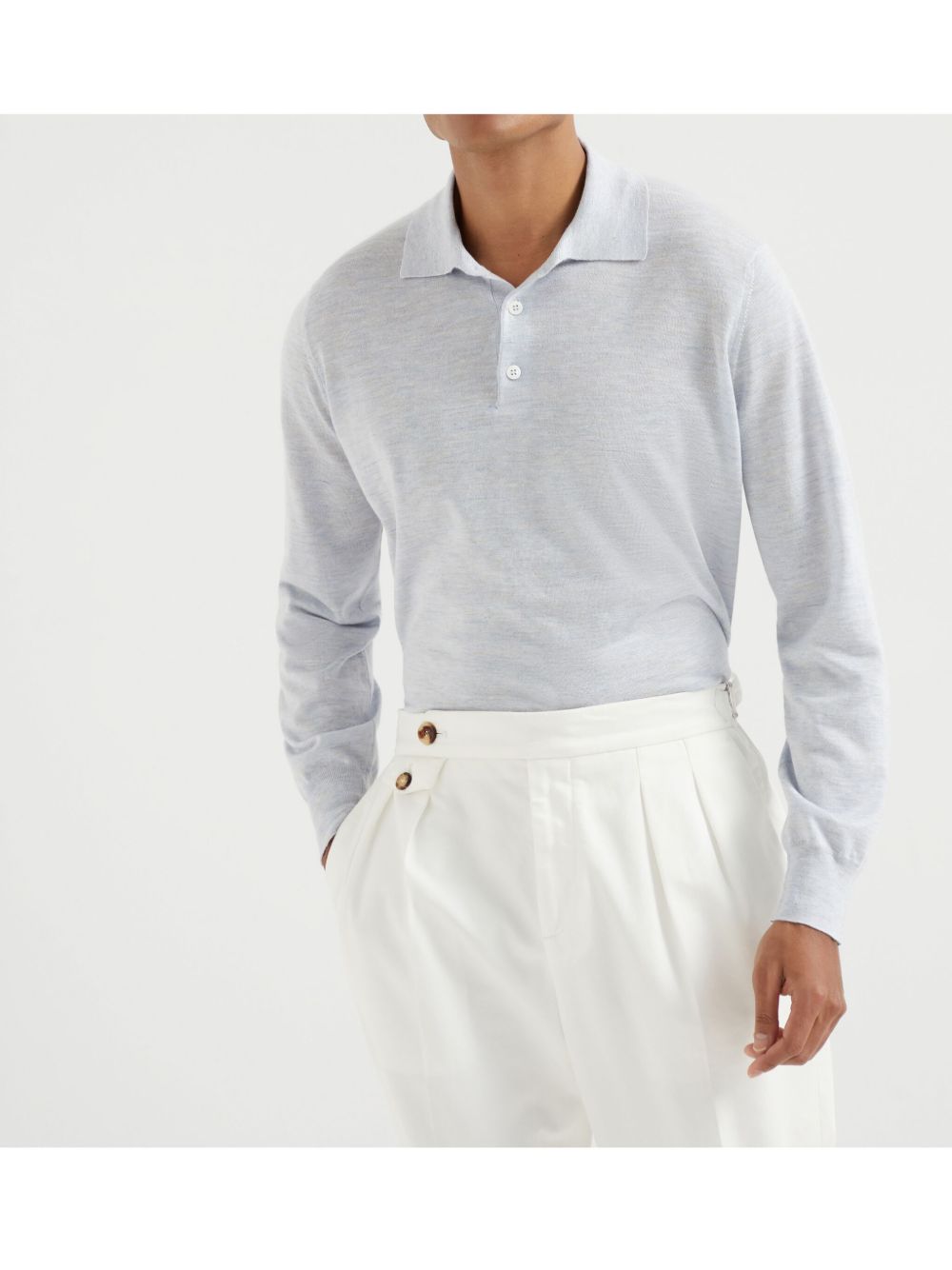 Brunello Cucinelli Long-Sleeve Cashmere and silk polo