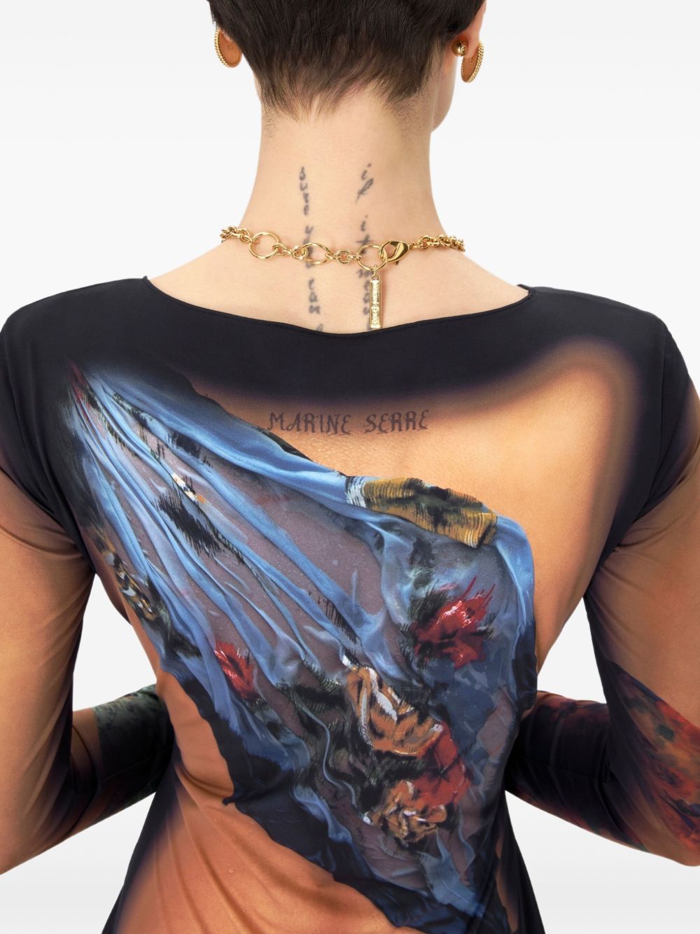 MARINE SERRE Draped Statue long dress