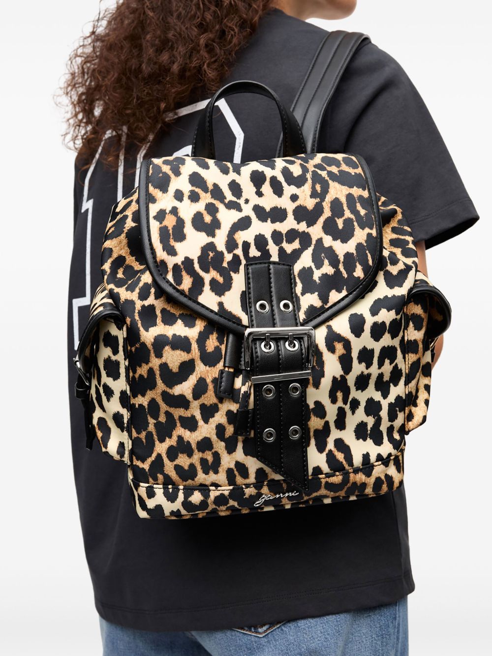 GANNI leopard print backpack