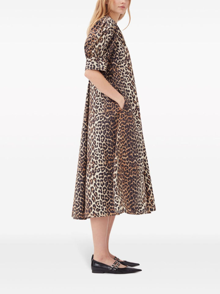 GANNI Midi leopard print Dress