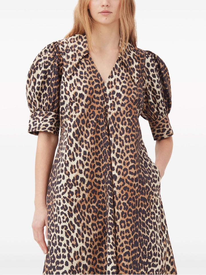 GANNI Midi leopard print Dress
