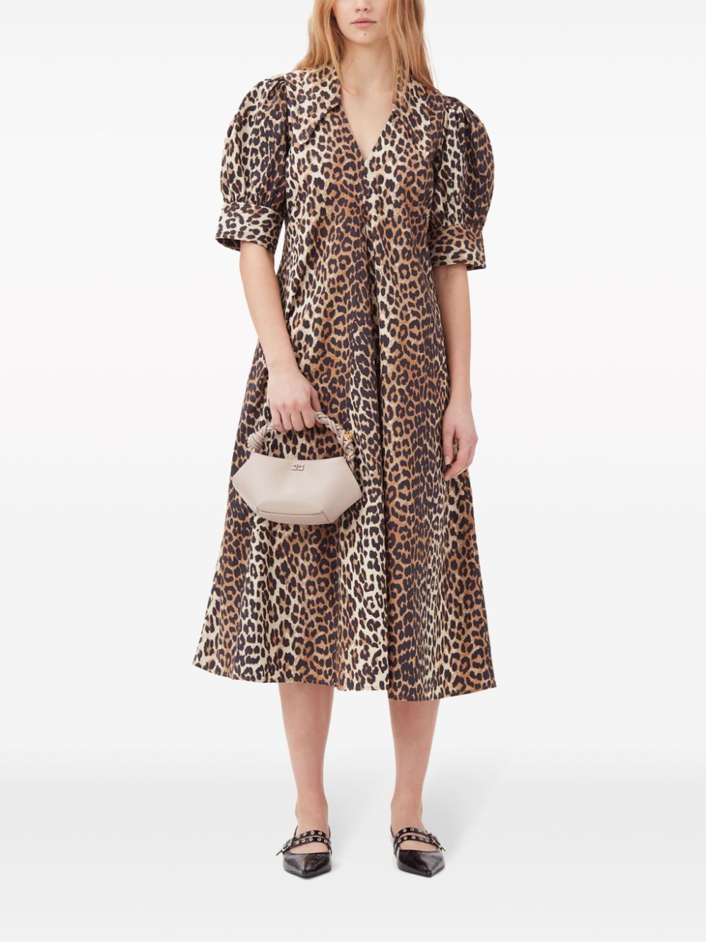 GANNI Midi leopard print Dress