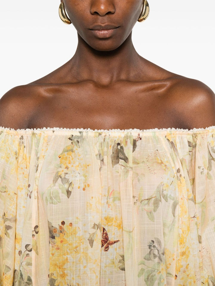 Zimmermann Off-shoulder floral-lace mini dress