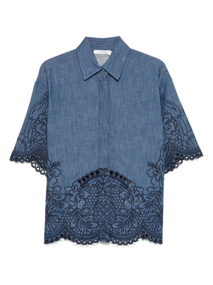 Zimmermann Embroidered denim shirt