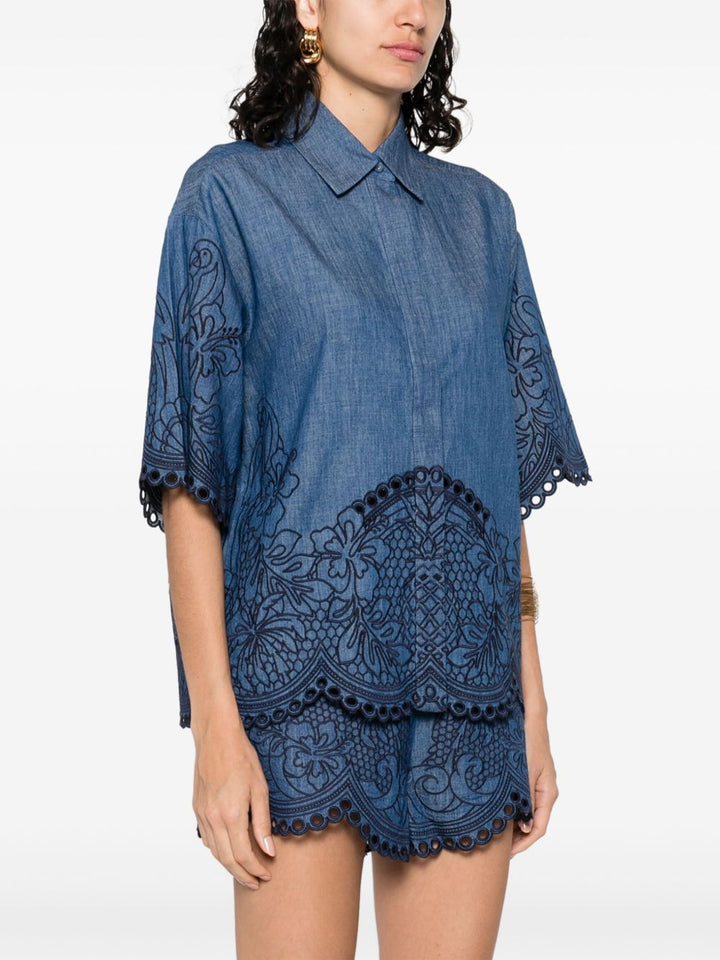 Zimmermann Embroidered denim shirt