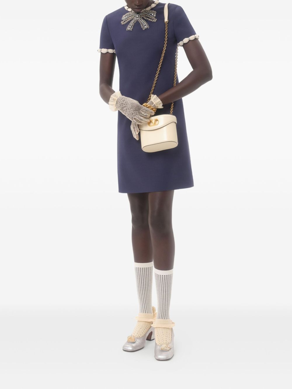 Valentino Wool and silk embroidered mini dress