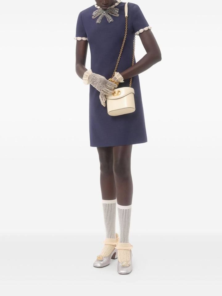 Valentino Wool and silk embroidered mini dress