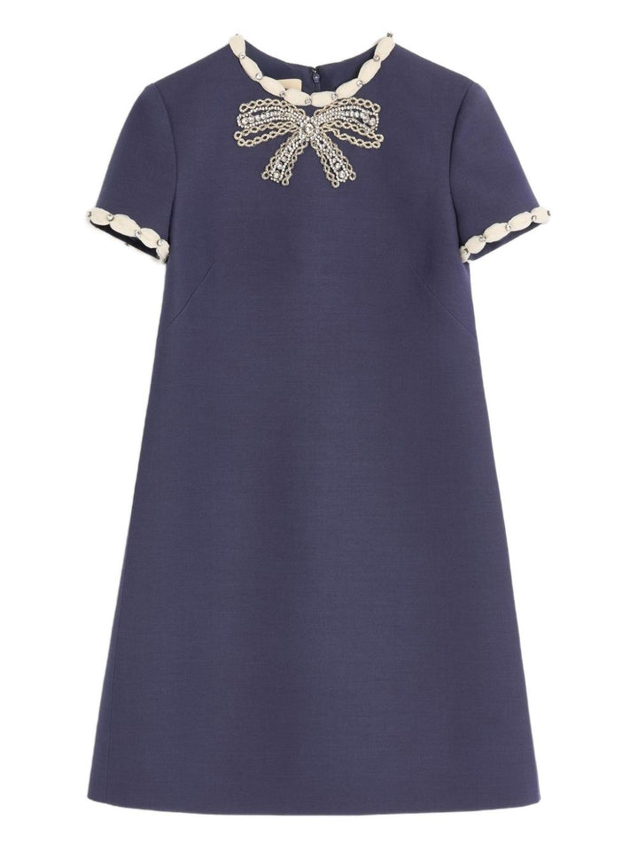 Valentino Wool and silk embroidered mini dress