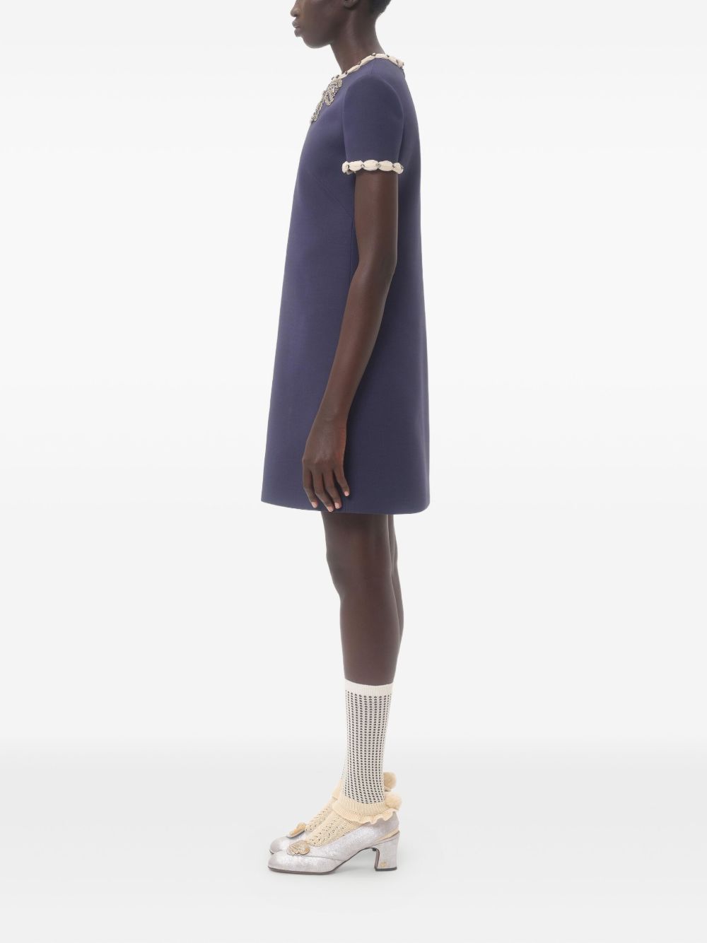 Valentino Wool and silk embroidered mini dress